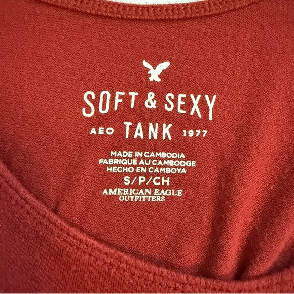 American Eagle Soft & Sexy Rust Red Flowy Crop Tank Top Shirt Size Small - Picture 3 of 9